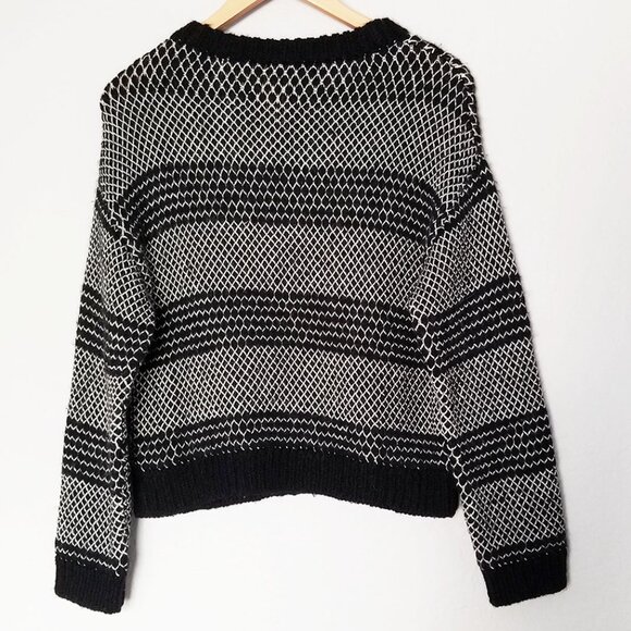 Current Elliott Mixed Stitch Alpaca Blend Sweater Black Ivory Combo Size XS $358 - Picture 7 of 16